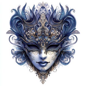 18 gothic maskerade masker clipartbundel, blauw gouden masker clipart, kaarten maken, scrapbooking, hoge kwaliteit jpg, digitale download, junkjournal