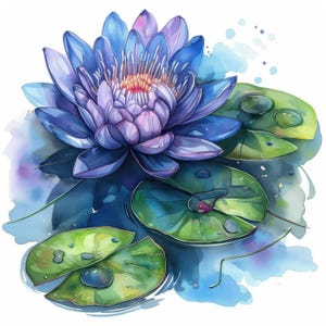 11 Waterlilies Clipart Bundle Set 2, Water Lily Illustrations, Printable Watercolor cliparts, High Quality JPGs, Paper craft, Junk Journals