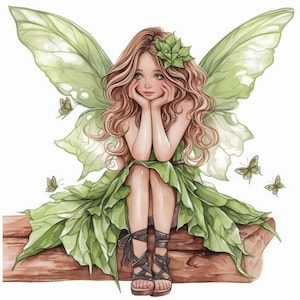 Lot de 15 cliparts fées de la forêt élégantes, illustration de fée mignonne, clipart aquarelle imprimable, JPG de haute qualité, créations en papier, journal indésirable