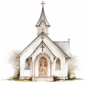 11 Tiny Church Clipart Bundle, Antique Chapel Illustration, Printable Watercolor Cliparts, High Quality JPG, Paper crafts, Junk Journals