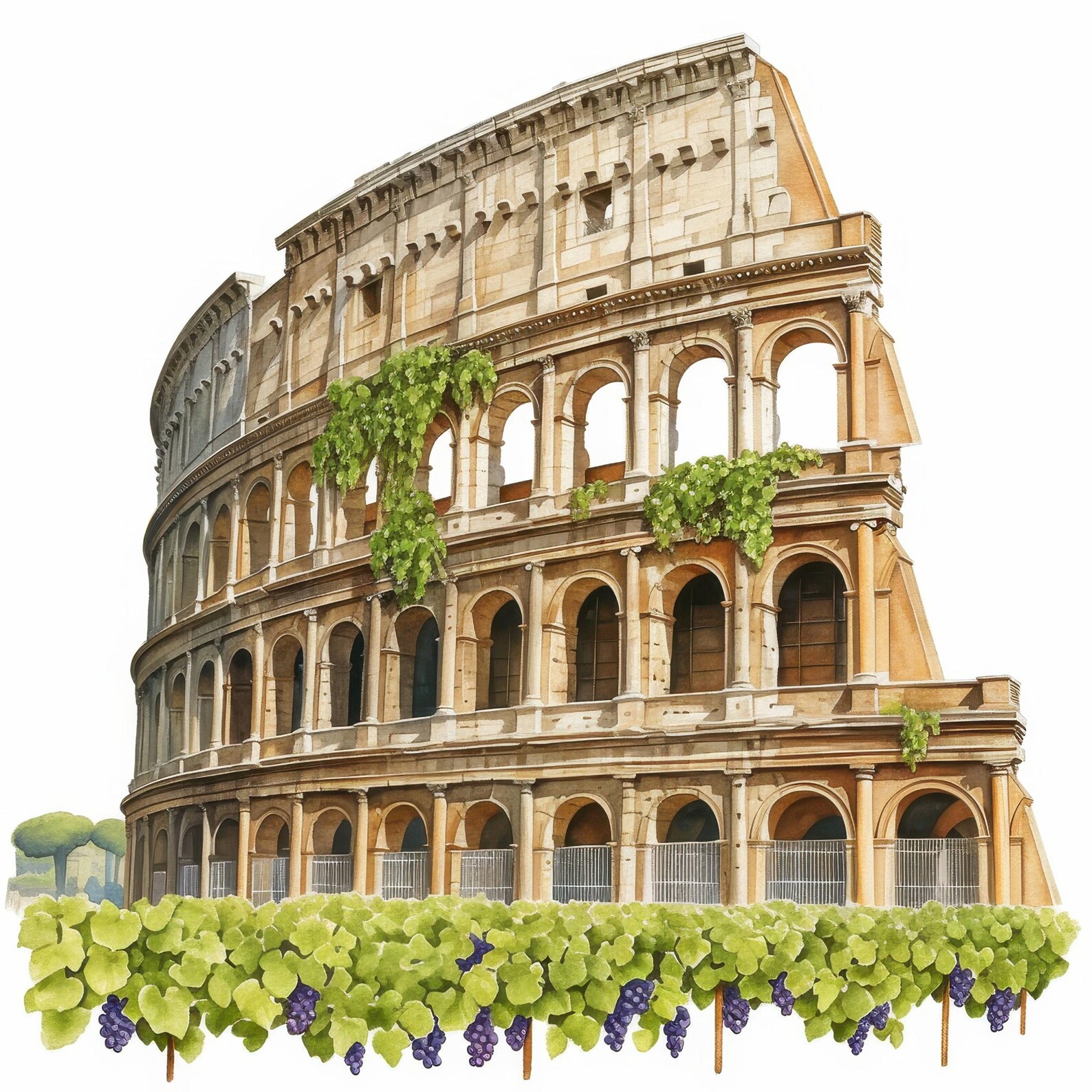 11 Coliseum Vineyards Clipart Bundle, Roman Ruins Illustrations ...