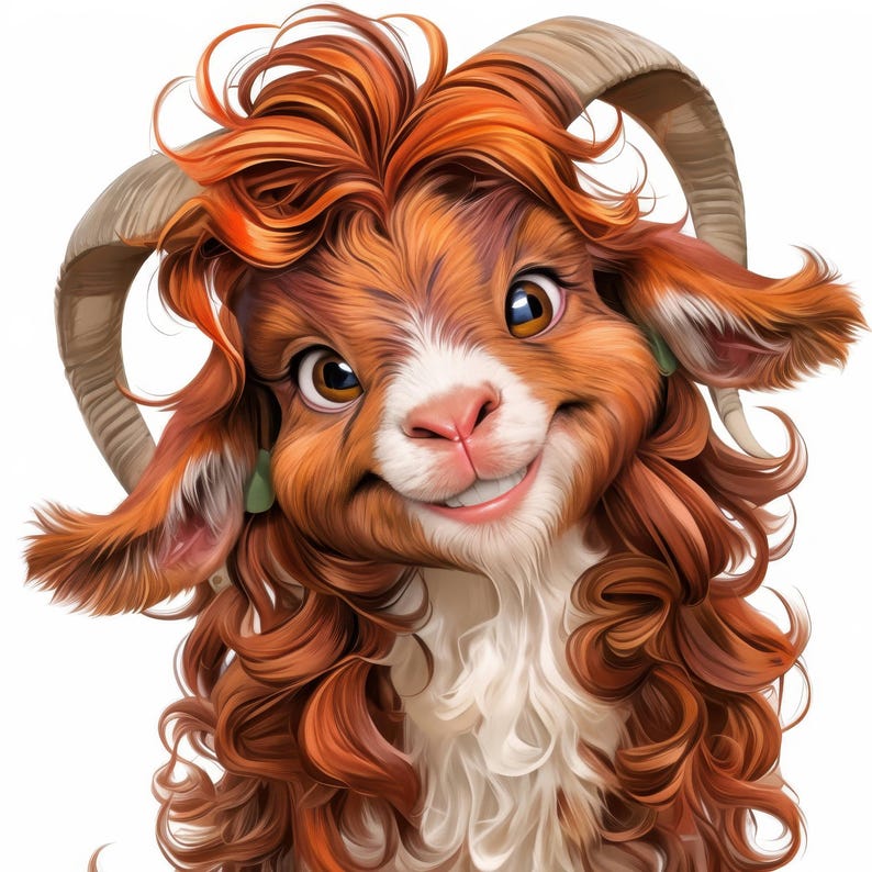 18 Funny Goat Clipart Bundle, Printable Watercolor Funny Goat Portrait Images, High Quality JPG, Digital download, Paper craft, Junk Journal