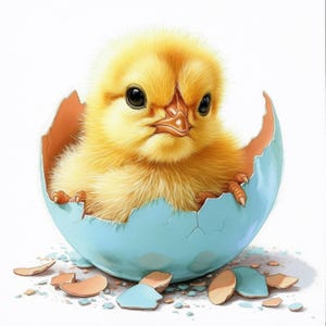 10 Hatching Chick Clipart Bundle, Cute Baby Bird Illustrations, Printable Watercolor Clipart, High Quality JPG, Paper craft, Junk Journals