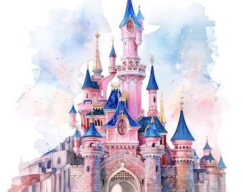 19 Fantasy Castles Clipart Bundle Set, Fairy Castle, Printable Watercolor clipart, High Quality, Digital download, Junk Journal, Paper Craft