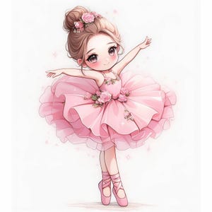 13 Adorable Ballerina Clipart Bundle, Ballet Girl Illustrations, Printable Watercolor Clipart, High Quality JPG, Paper craft, Junk Journals