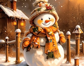 13 Snowman Christmas Card Clipart Bundle, Snowman and Scarf Illustration, Printable Watercolor clipart, High Quality JPGs, Paper card crafts