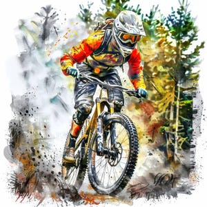 13 mountainbike clipartbundel, MTB clipart, DirtBike illustratie, afdrukbare aquarel clipart-graphics hoge kwaliteit jpg's, commercieel gebruik