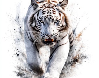 21 witte tijger clipartbundel, aquarel tijger, afdrukbare aquarel clipart, hoge kwaliteit jpg's, digitale download, Papercraft, tijdschriften