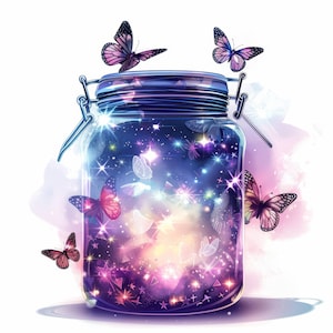 10 Enchanted Fairy Jars Clipart Bundle, Magical Fantasy, Printable Watercolor clipart, High Quality JPGs, Digital Paper craft, junk journals