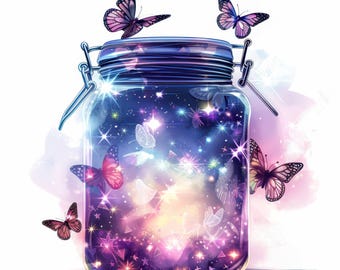 10 Enchanted Fairy Jars Clipart Bundle, Magical Fantasy, Printable Watercolor clipart, High Quality JPGs, Digital Paper craft, junk journals