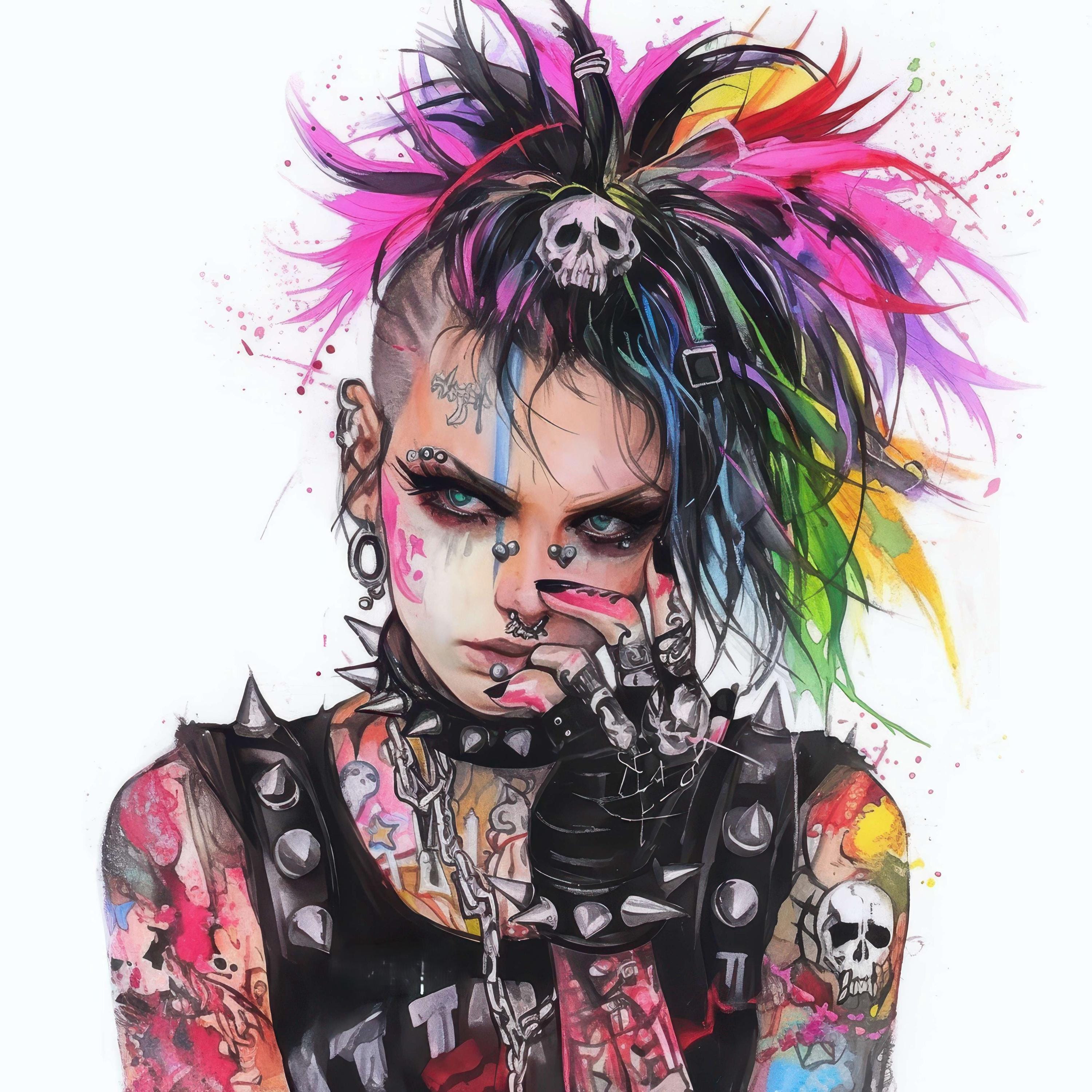 11 Punk Clipart, Abstract Punk Monster Images, Printable Watercolor ...