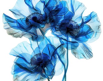 18 Clipart di fiori blu astratti, stampa di fiori, clipart di acquerelli stampabili, JPG di alta qualità, download digitale, diario spazzatura
