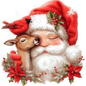 11 adorables cliparts du père Noël, illustrations de Noël, clipart aquarelle imprimable, JPG haute qualité, créations en papier, journaux indésirables
