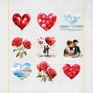Watercolor Valentine's Day Clipart Bundle | Red Roses Clipart Images ...