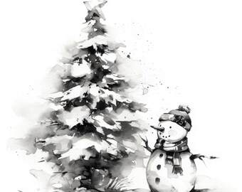 14 Snowman Christmas Clipart, Christmas Theme Graphics, Printable Watercolor Clipart, Instant Digital Download, Scrapbooking, Junk Journals