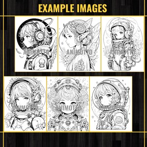 Anime Space Girls Manga 75 Coloring Page Book, Astronaut Anime Coloring Pages for Adults and Kids, Instant Download, Printable PDF & JPG