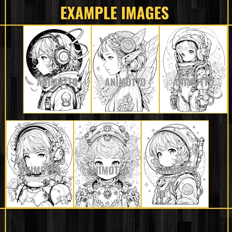 Anime Space Girls Manga 75 Coloring Page Book, Astronaut Anime Coloring Pages for Adults and Kids, Instant Download, Printable PDF & JPG