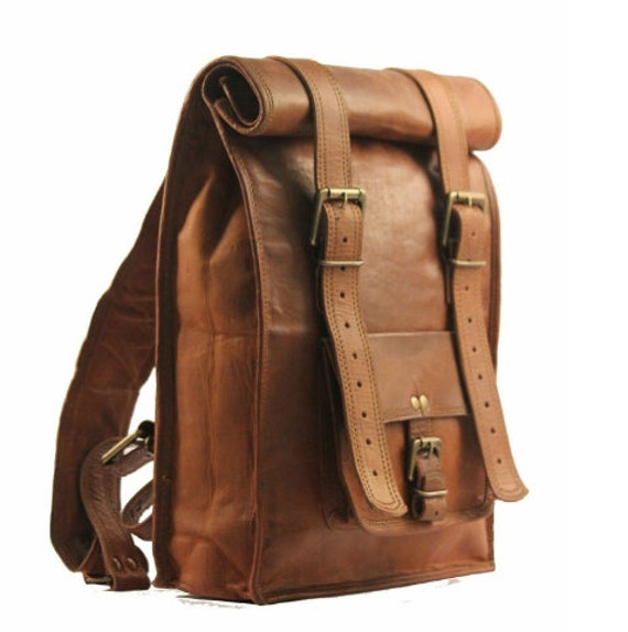 Authentic Vintage Leather Backpack Brand New Handmade Men display picture 2