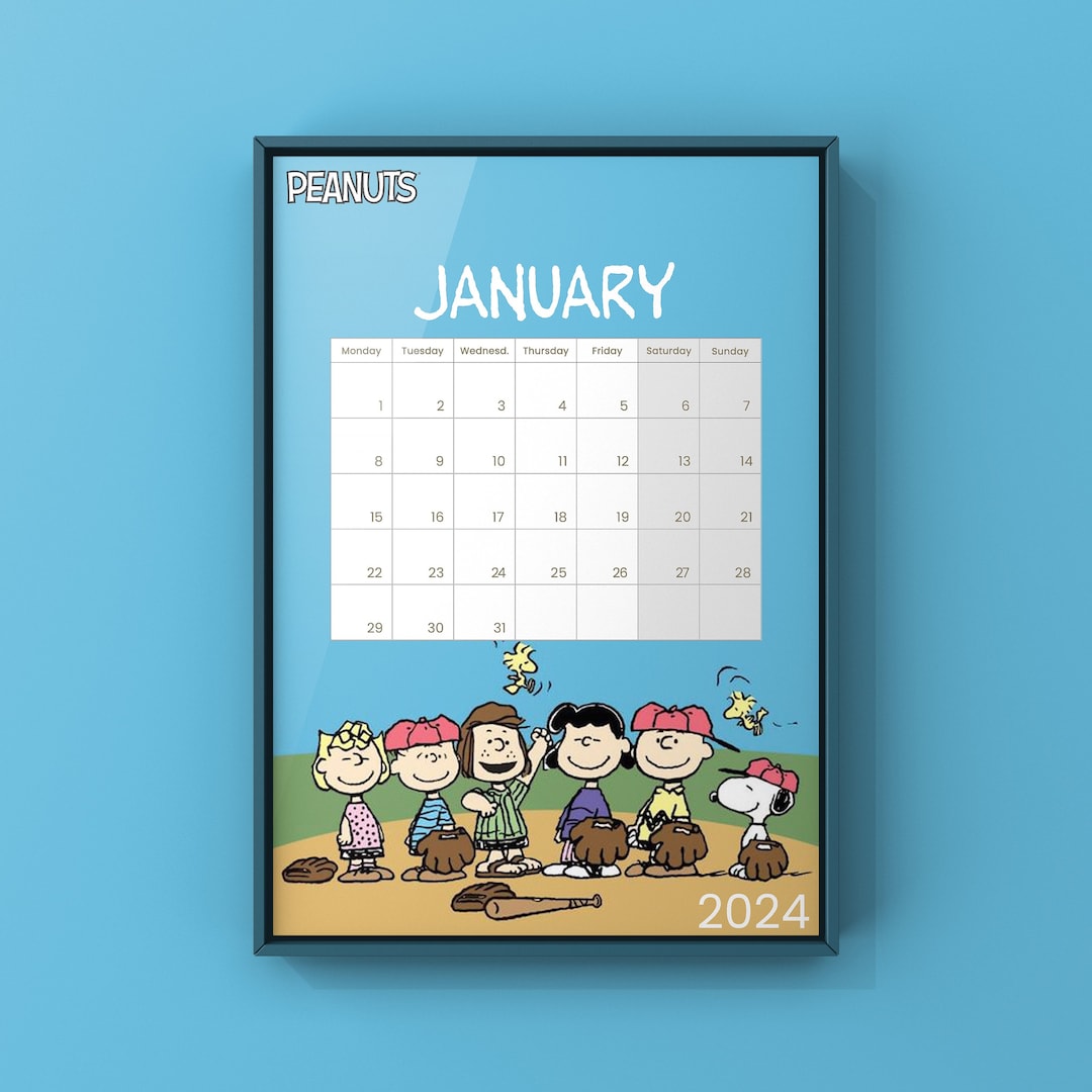 The Peanuts 2024 Calendar 12 Pages Digital Printable PDF Etsy