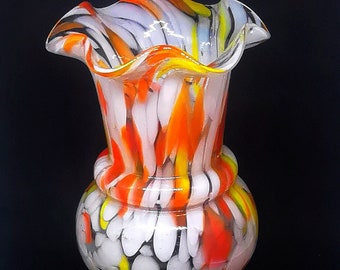 Vintage Murano Glass Colorfull Colored Vase, made in1980s. Collectible