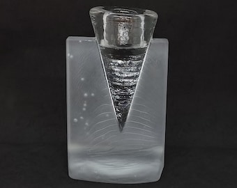 Vintage Kosta Boda "Ice Age" Glass Candle Holder, designed by Kjell Engman, made in Sweden, Rare find