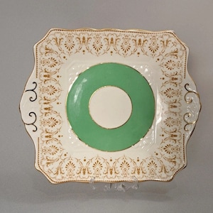 Planta muy rara de los años 30 Platte coleccionable verde y blanco toscano. Fabricado en Inglaterra en los años 30. hallazgo raro