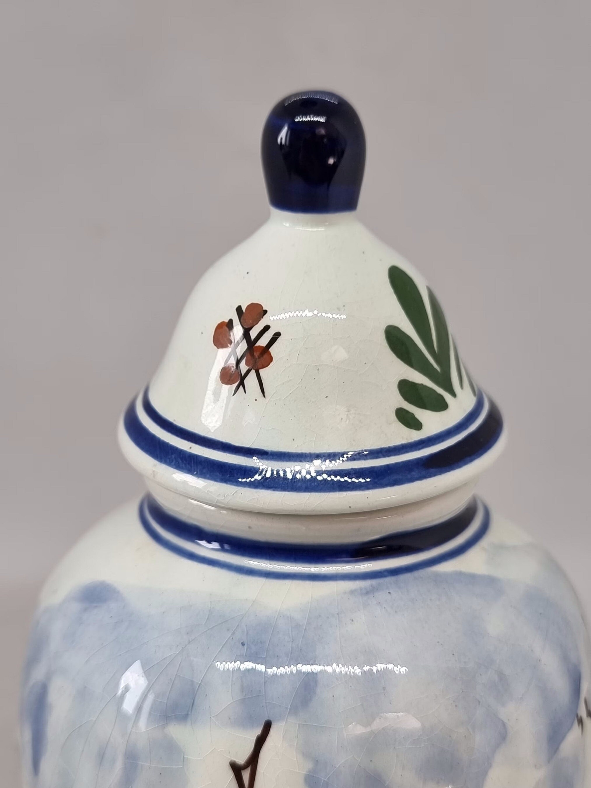 ヴィンテージ デルフト陶器の蓋付き壺／花瓶、オランダ製 1950年代