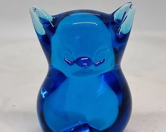 Extremely Rare and Collectible Vintage Blue Glass Paperweight Sculpture: El Diablo, Scandinavian Glass, 1970s.  Rare find