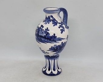 Rare stylish Vintage Blue & White Pottery Pitcher/Vase, Holland 1960s, Collectible