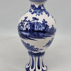 Rare stylish Vintage Blue & White Pottery Pitcher/Vase, Holland 1960s, Collectible image 7