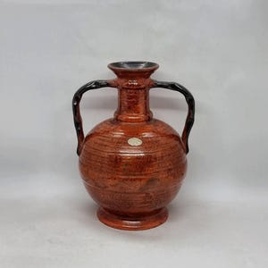 Esclusivo vaso Upsala-Ekeby smaltato rosso/marrone, realizzato in Svezia negli anni '30.