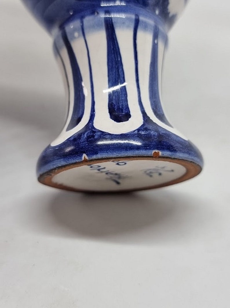 Rare stylish Vintage Blue & White Pottery Pitcher/Vase, Holland 1960s, Collectible image 9