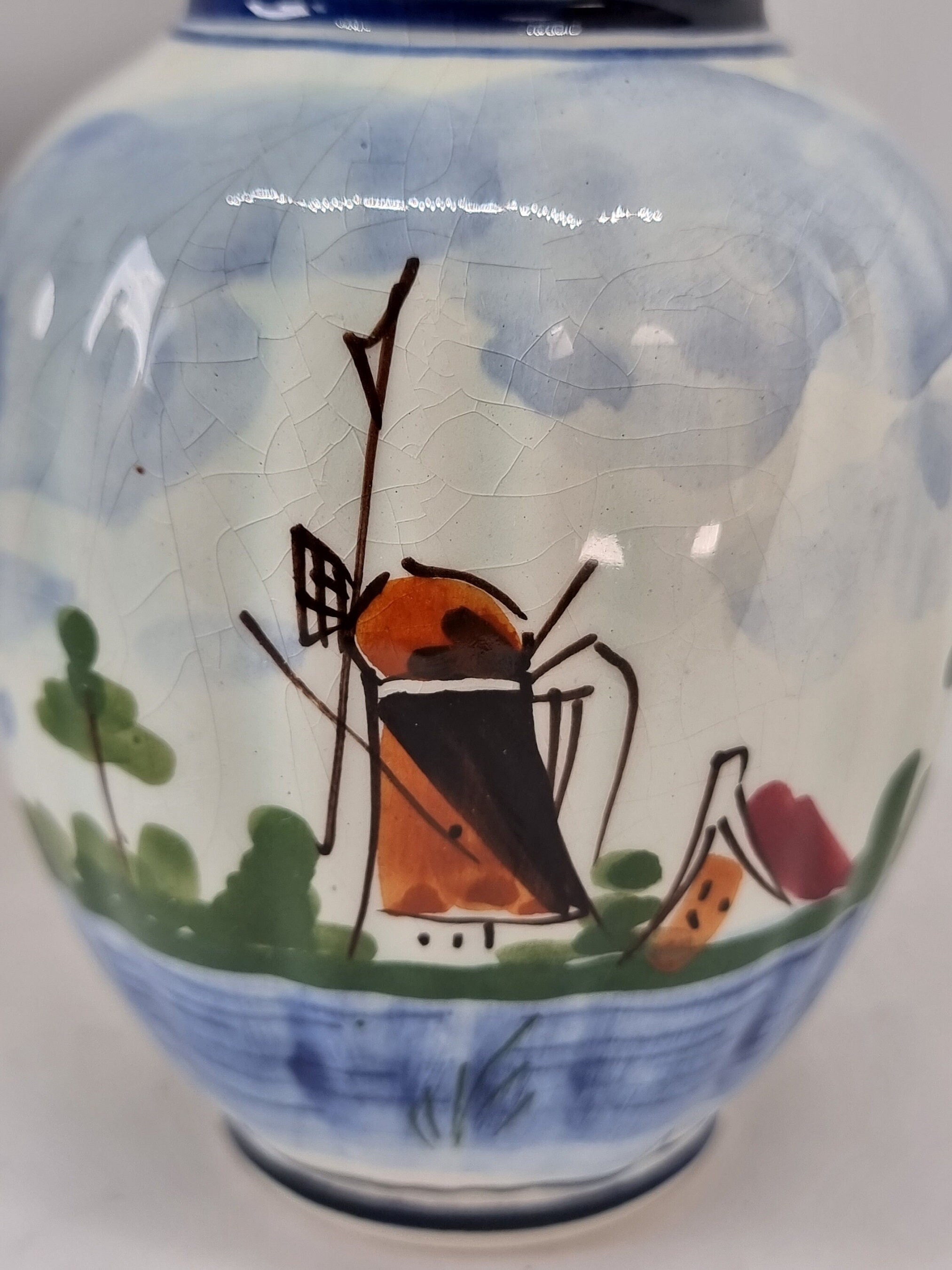 ヴィンテージ デルフト陶器の蓋付き壺／花瓶、オランダ製 1950年代