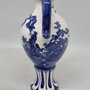 Rare stylish Vintage Blue & White Pottery Pitcher/Vase, Holland 1960s, Collectible image 4