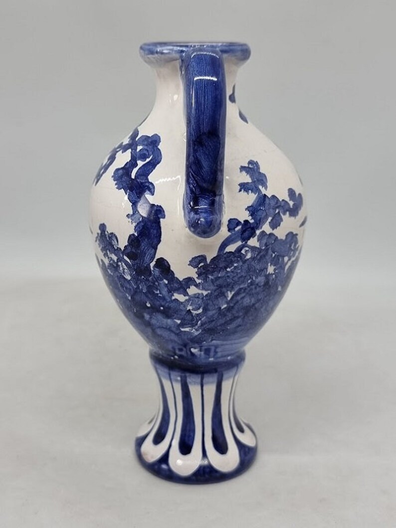 Rare stylish Vintage Blue & White Pottery Pitcher/Vase, Holland 1960s, Collectible image 4