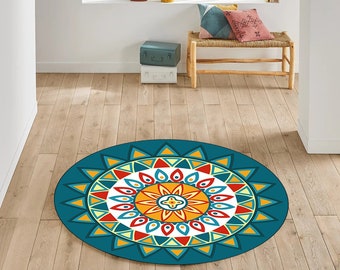 Mandala Rug, Mandala Round Rug, Colorful Round Rug, Living Room Rug, Teen Room Rug, Colorful Rug, Round Rug,Circle Carpet,Soft Rug,Decor Rug