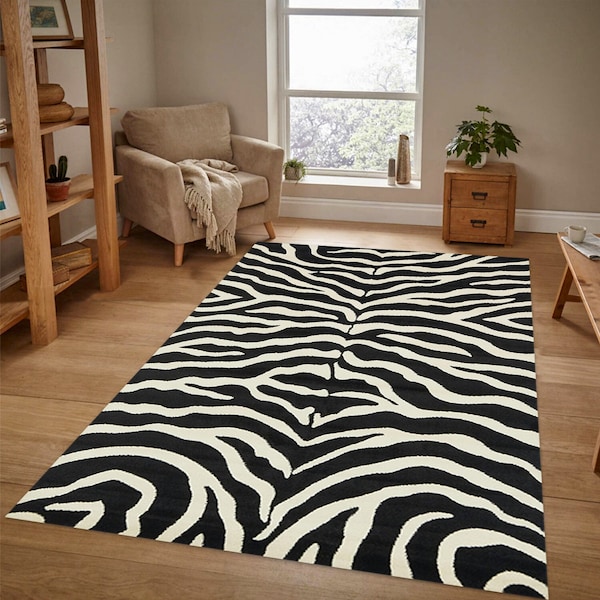 Zebra Rug, Zebra Pattern Rug, Zebra Fur Pattern Rug, Animal Decor Rug, Living Room Rug, Area Rug, Non Slip Rug, Gift Rug, Area Rug, Soft Rug