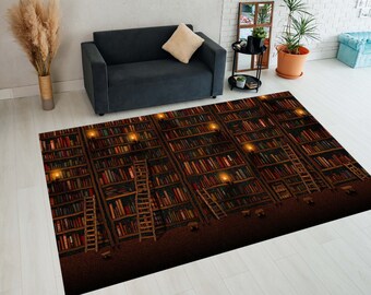 Books Rug, Vintage Books Rug, Bokshelves Rug, Old Library Rug, Education Rug, Literature Rug, Area Rug, Decor Rug, Non Slip Rug, Gift Rug