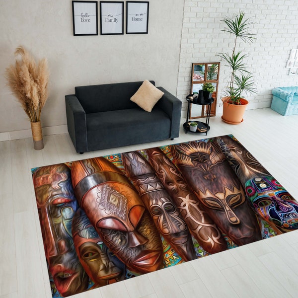 African Art Rug, African Style Rug, Ethnic Theme Rug, Living Room Rug, Gift Rug, Decor Rug, Area Rug, Non Slip Rug, Soft Rug, Floor Rug