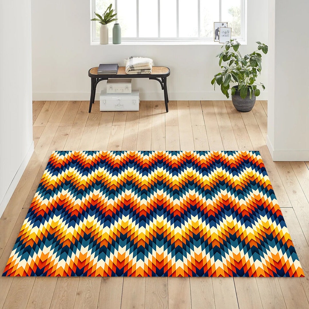 Colorful Zig Zag Rug, Zig Zag Pattern Rug, Colorful Rug, Living Room