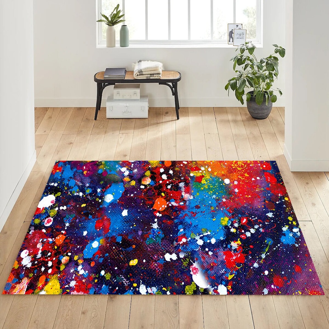 Art Painting Rug, Paint Pattern Rug, Colorful Rug, Living Room Rug