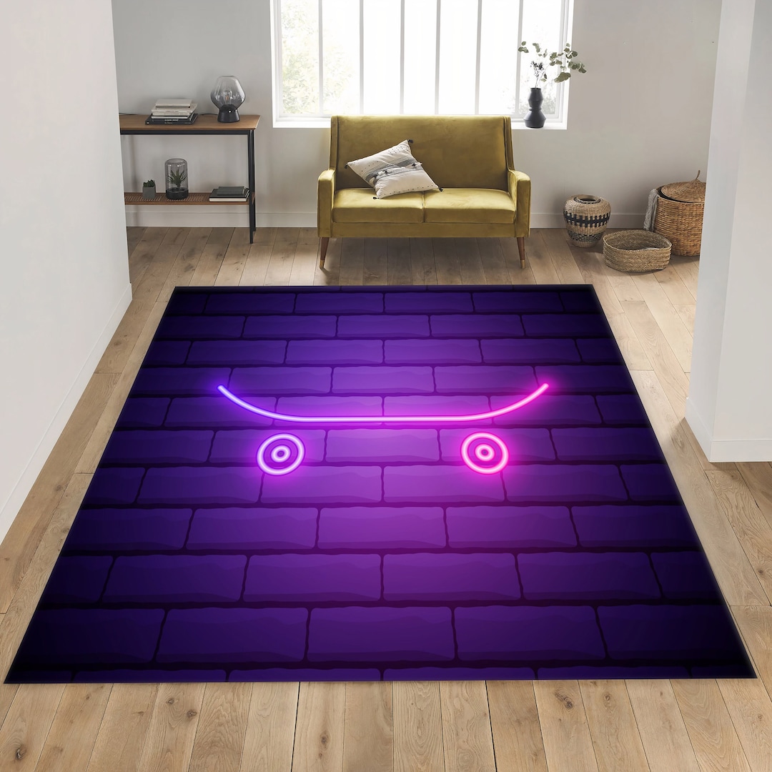 Skateboard Rug, Neon Skateboard Rug, Sport Rug, Sport Equipment Rug