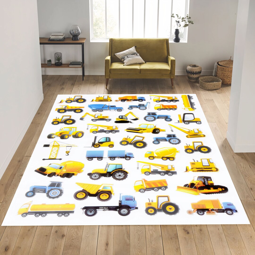 Construction Equipments Rug Vehicle Rug Tractor Rug Digger Etsy