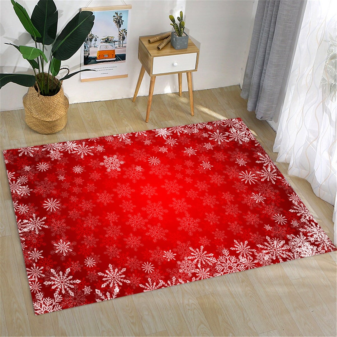 Christmas, Christmas Rug, Merry Christmas Rug, Xmas Rug, Snowflake Rug