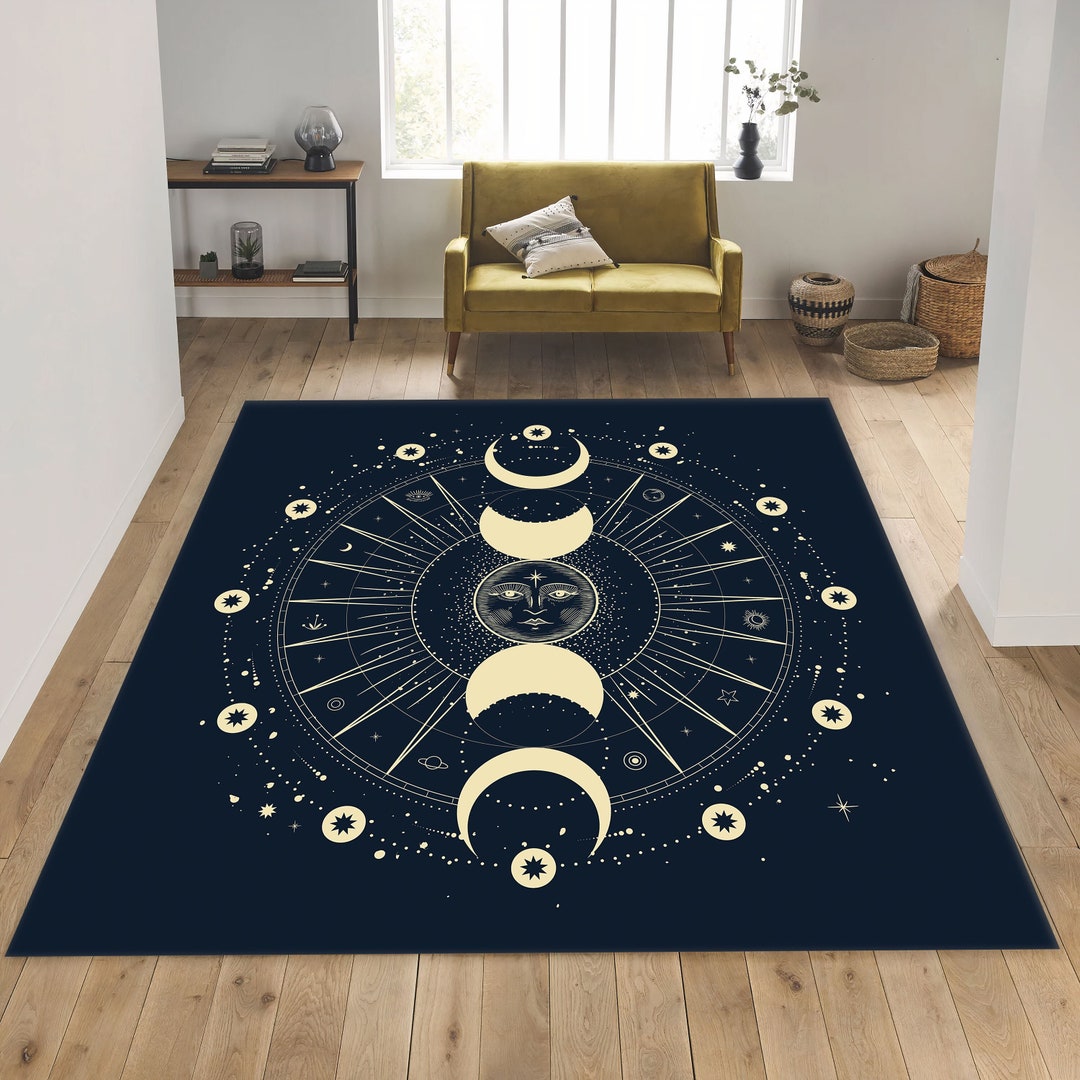 Moon Rug, Full Moon Rug, Moon Phases Rug, Living Room Rug, Area Rug