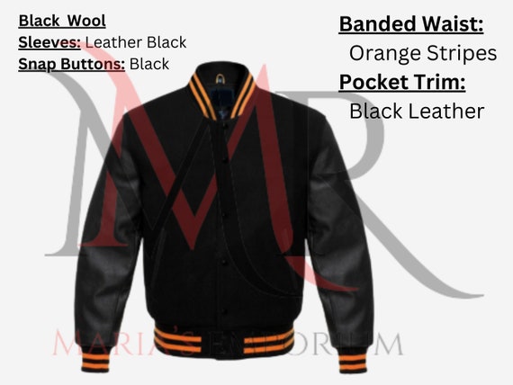 Black varsity jacket leather sleeves hotsell