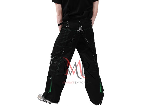 Black Gothic Emo Cargo Pants, Techwear Steam Punk Cyber Punk