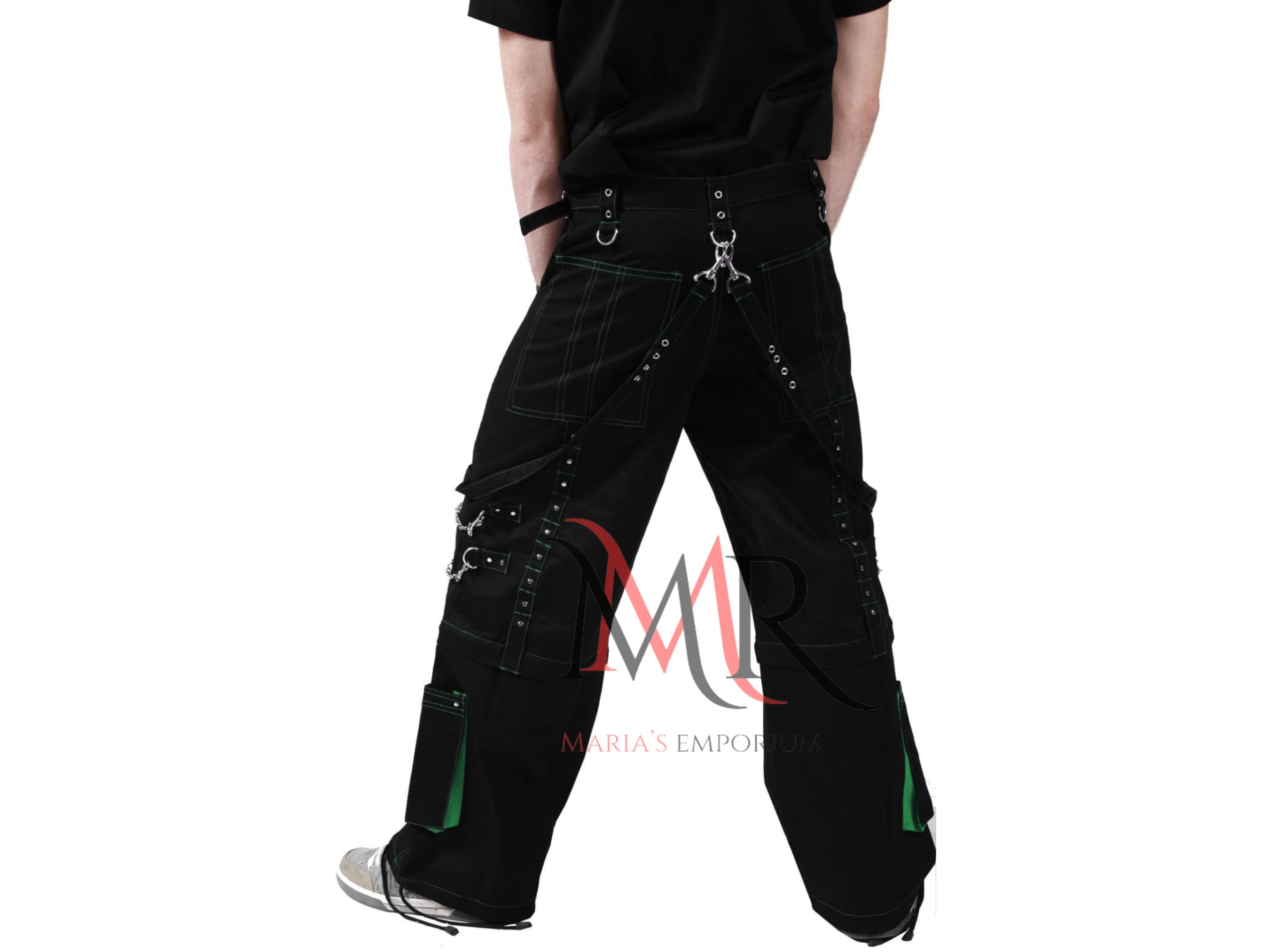 Black Gothic Emo Cargo Pants Techwear Steam Punk Cyber Punk Etsy
