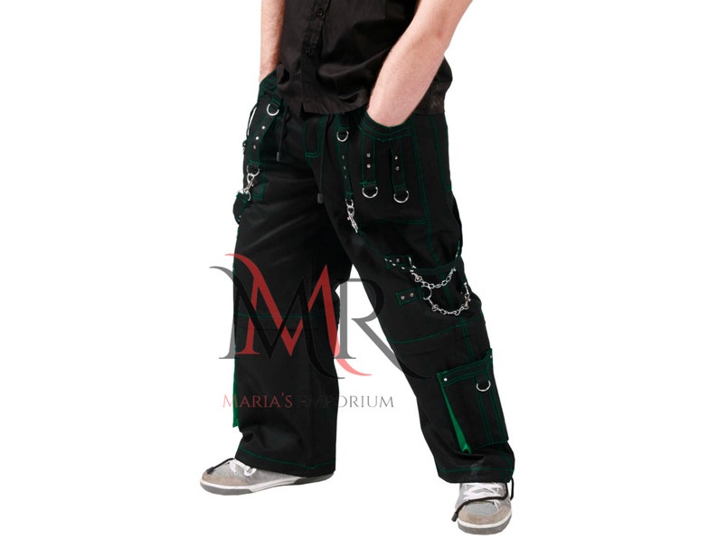 Black Gothic Emo Cargo Pants Techwear Steam Punk Cyber Punk Etsy
