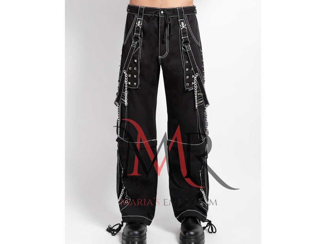 パンツ Civarize black coating cargo denim emo Women Gothic Black Cargo Pants High Waisted Y2K Grunge Wide